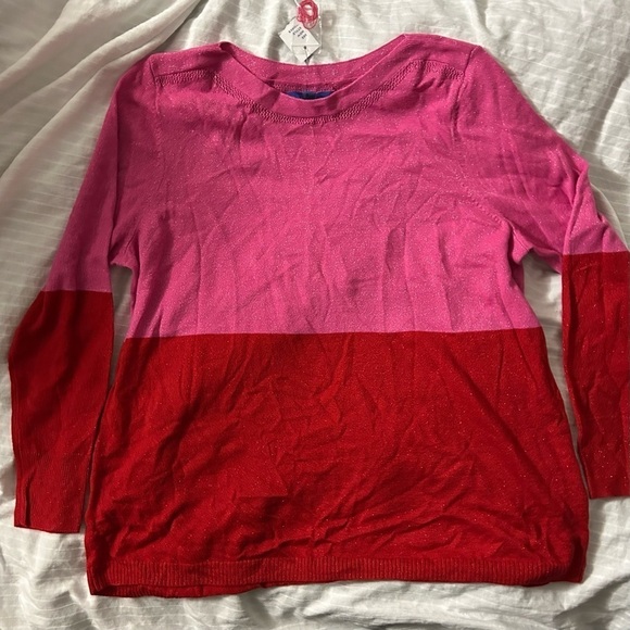 Apt. 9 Acrylic Pullover Sweater Pink Red Womens Glitter Long Sleeve Straps XXL - Picture 1 of 5